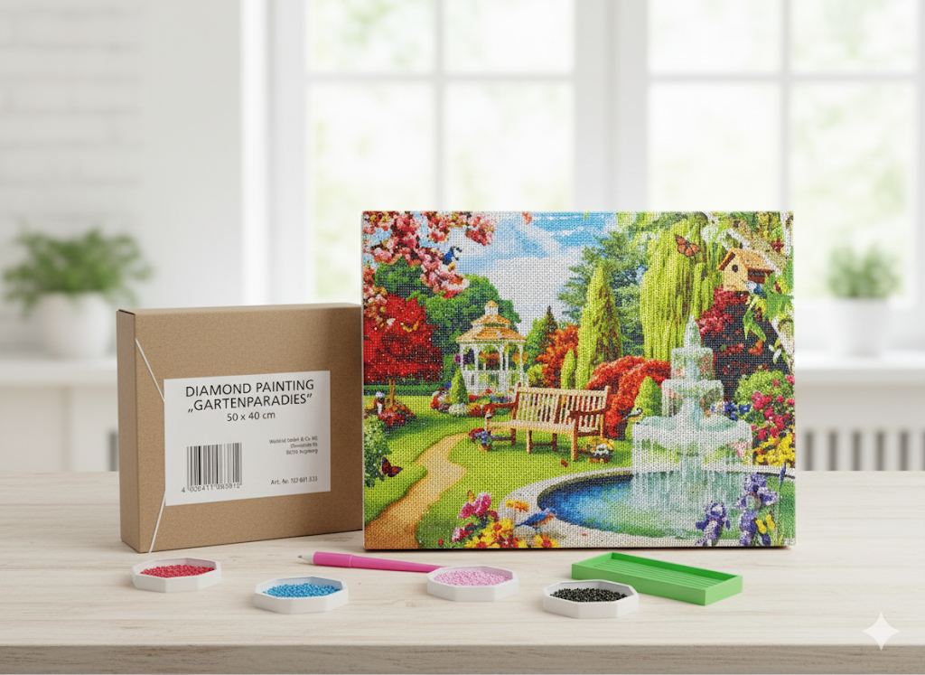 Diamond Painting „Gartenparadies“ 50x40 – Komplettset zum Basteln